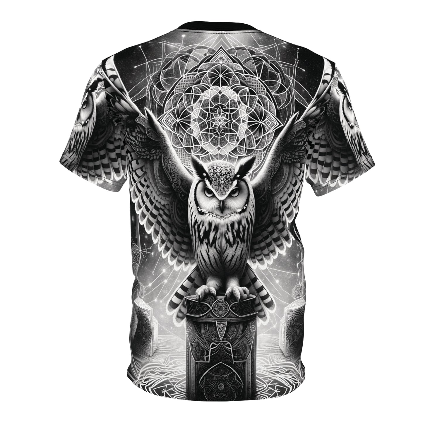 BLACK & WHITE OWL | UNISEX AOP T-SHIRT