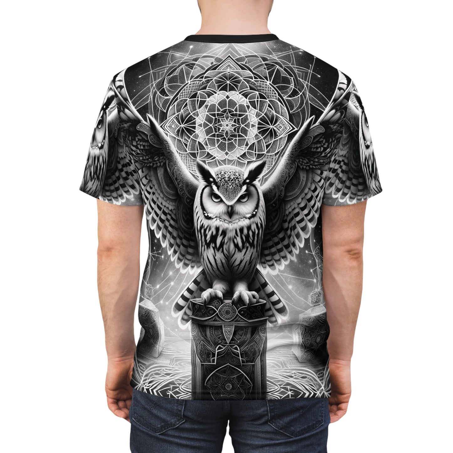 BLACK & WHITE OWL | UNISEX AOP T-SHIRT