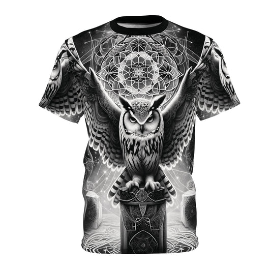 BLACK & WHITE OWL | UNISEX AOP T-SHIRT